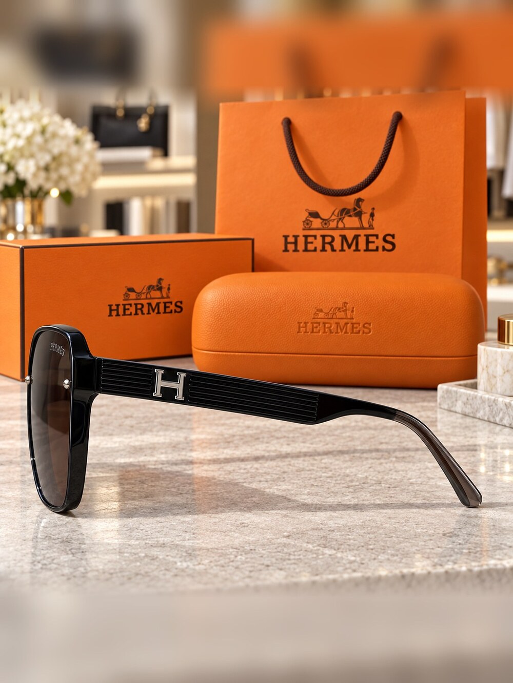 Hermes Black Silver H Sunglasses - Picture 3 of 6